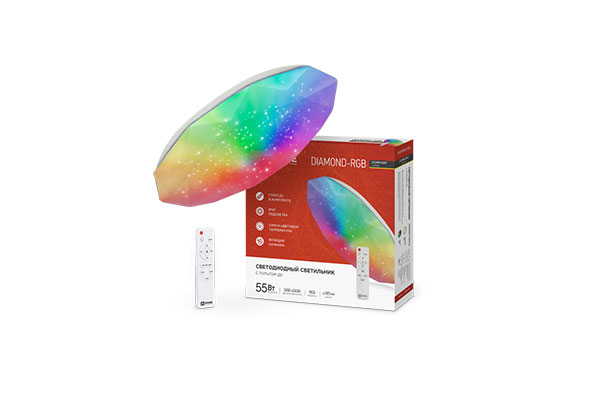 светильник 55w COMFORT DIAMOND-RGB пульт 3К-6К IN HOME