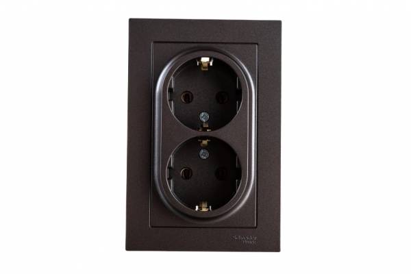 розетка 2-м б/з СП AtlasDesign 16А  мокко SE