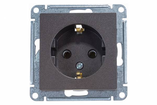 розетка с/з 1-м СП AtlasDesign 16А  мокко SE