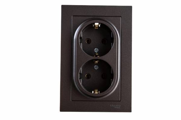 розетка 2-м с/з СП AtlasDesign 16А . мокко SE