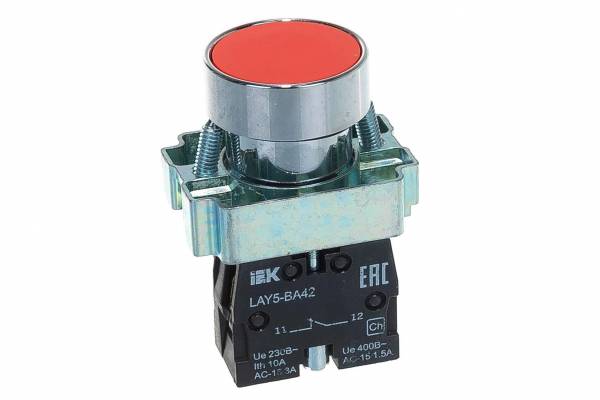 кнопка LAY5-BA42 без подсветки красн. 1р IEK