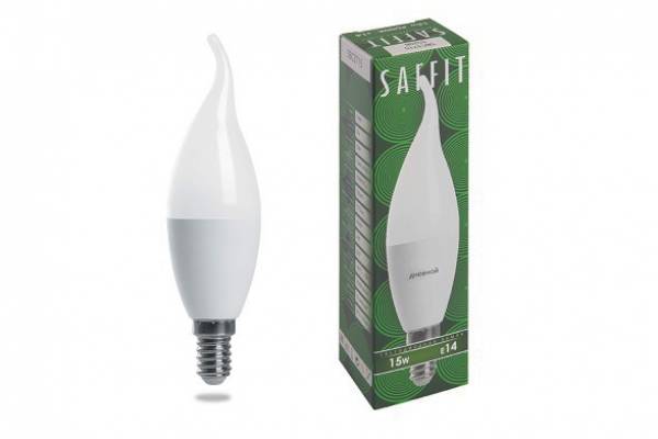 лампа диодная C37 15Вт Е14 6400к на ветру SAFFIT
