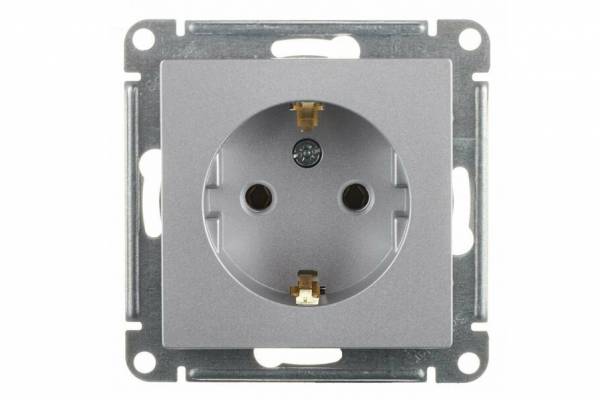 розетка с/з 1-м  AtlasDesign 16А IP20  алюм.