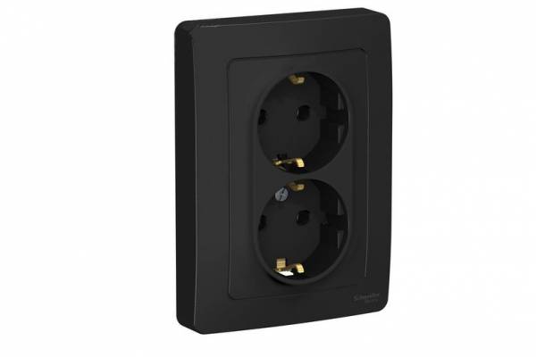 розетка 2-м с/з СП Blanca 16А антрацит SchE