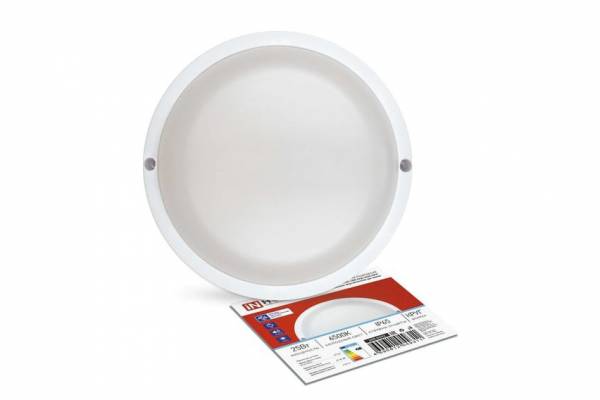 светильник 25Вт 6500К круг бел. оптико-акустич IN HOME 175мм IP65