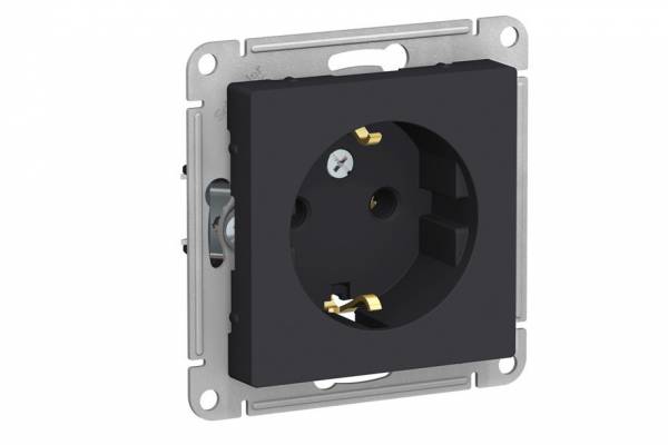 розетка 1-м СП AtlasDesign 16А IP20 с/з. механизм карбон SE