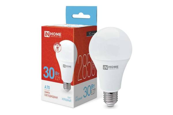 лампа диодная  А70 30Вт E27 6500к IN HOME