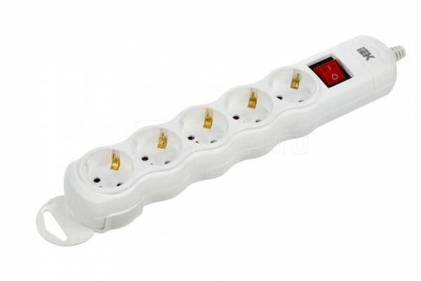 колодка 5гн. с/з с выкл. бел. 16А IEK