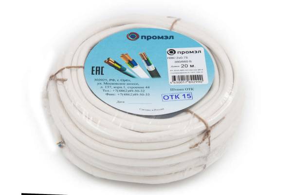 Провод ПВС 2х0.75 Б (бухта 20м) (шт) Промэл 13321460