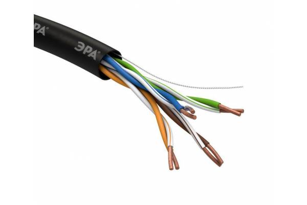 Кабель  UTP 4x2x24 AWG Cat5e CU PE OUTDOOR 305м (м) ЭРА Б0044431