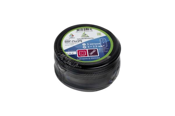 Кабель ВВГ-Пнг(А) 3х2.5 ок (N PE) 0.66кВ (бухта 5м) (шт) Альфакабель 65549