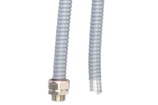 Металлорукав в ПВХ изоляции DN d20мм без протяжки сер. (уп.50м) ДКС 6071R-020