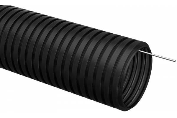 Труба гофрированная ПНД d20мм с протяжкой черн. (уп.25м) IEK CTG20-20-K02-025-1