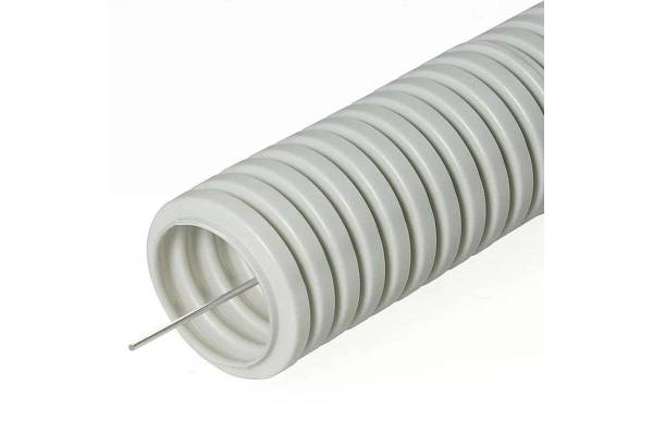 Труба гофрированная ПВХ d16мм с протяжкой сер. (уп.100м) Урал Пак ГФ-0101716-100