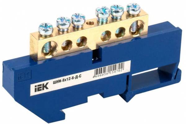 Шина нулевая на DIN-изол. ШНИ-8х12-6-Д-С IEK YNN10-812-6D-K07