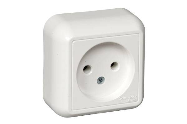 Розетка 1-м ОП Прима 10А IP20 250В без заземл. без защ. шторок бел. (опт. упак.) SchE RA10-164-B