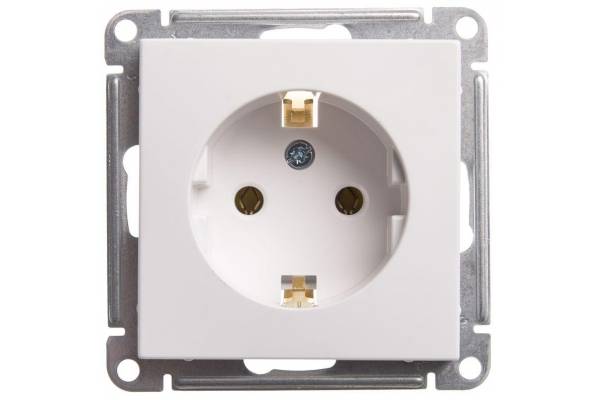Механизм розетки 1-м СП W59 16А IP20 с заземл. без защ. шторок бел. SchE RS16-154-1-86