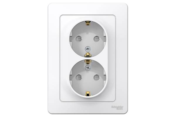 Розетка 2-м СП Blanca 16А IP20 250В с заземл. защ. шторки бел. SchE BLNRS001121