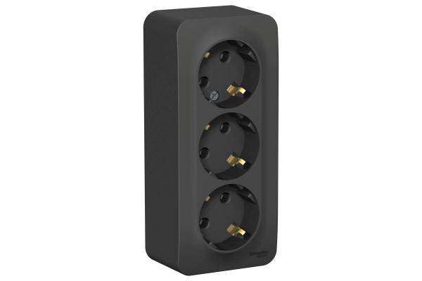 Розетка 3-м ОП Blanca 16А IP20 250В с заземл. без защ. шторок с изолир. пластиной антрацит SchE BLNRA010316