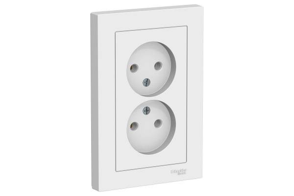 Розетка 2-м СП AtlasDesign 16А IP20 без заземл. в сборе бел. SchE ATN000120