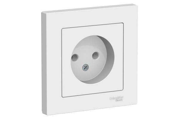 Розетка 1-м СП AtlasDesign 16А IP20 без заземл. в сборе бел. SchE ATN000140