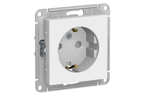Механизм розетки 1-м СП AtlasDesign 16А IP20 с заземл. защ. шторки бел. SchE ATN000145