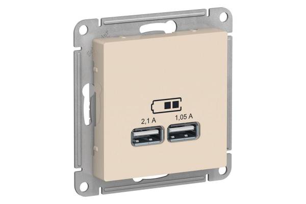 Механизм розетки USB AtlasDesign 5В 1порт х 2.1А 2порта х 1.05А беж. SchE ATN000233