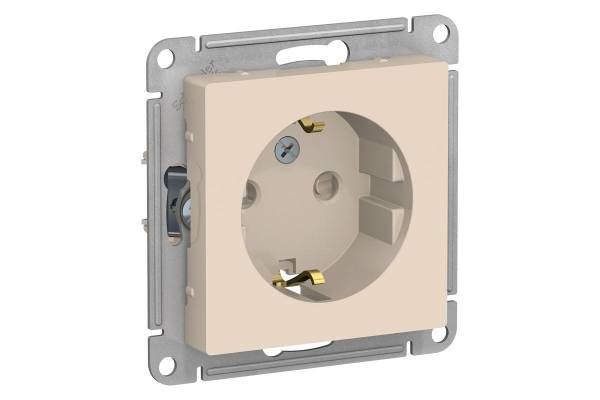 Механизм розетки 1-м СП AtlasDesign 16А IP20 с заземл. защ. шторки беж. SchE ATN000245