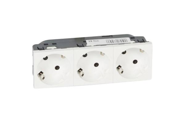 Механизм розетки 3-м СП 6мод. Mosaic 16А IP40 45град. 3х2P+E с заземл. бел. Leg 077253