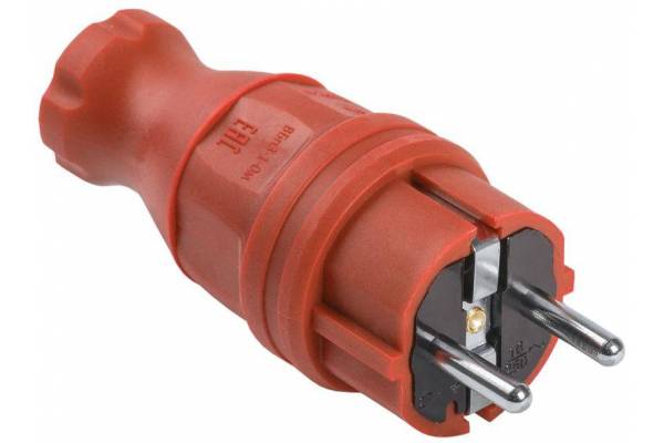 Вилка прямая ОМЕГА ВБп3-1-0м IP44 каучук красн. IEK PKR01-016-2-K04