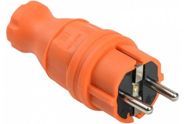 Вилка прямая ОМЕГА ВБп3-1-0м IP44 каучук оранж. IEK PKR01-016-2-K09
