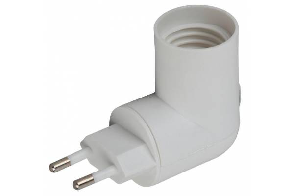 Переходник E27-S вилка-E27 с выкл. бел. ЭРА Б0027981