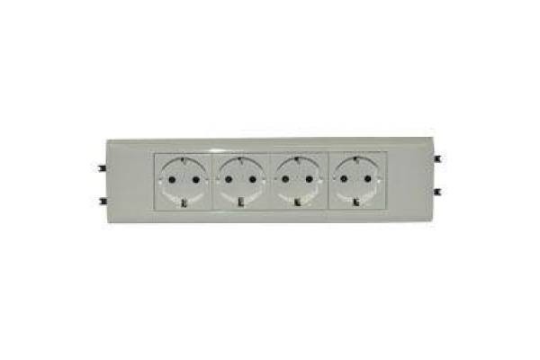 Механизм розетки 4-м СП 8мод. Mosaic 16А IP40 4х2P+N с заземл. с суппортом безвинт. клеммы для кабель-канала DLP бел. Leg 077434