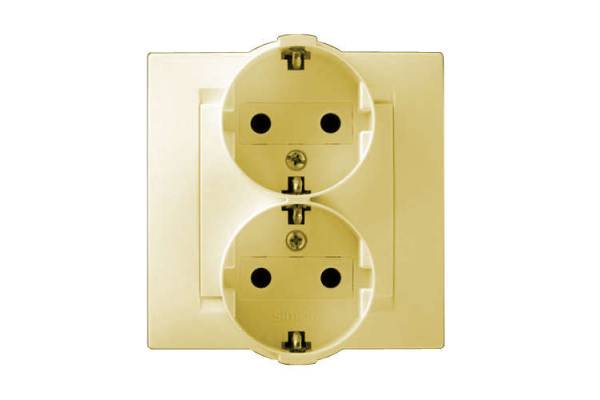 Розетка 2-м СП Simon15 16А IP20 250В с заземл. винт. клеммы сл. кость Simon 1590459-031