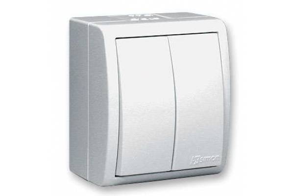 Выключатель 2-кл. ОП Simon 15 Aqua 10А IP54 винт. зажим бел. Simon 1594398-030