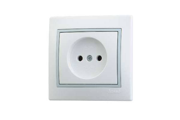 Розетка 1-м СП Мира 16А IP20 без заземл. с сер. вставкой керамика бел. LEZARD 701-0215-121