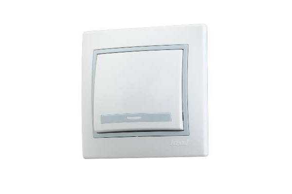 Выключатель 1-кл. СП Мира 10А IP20 с сер. вставкой бел. LEZARD 701-0215-100