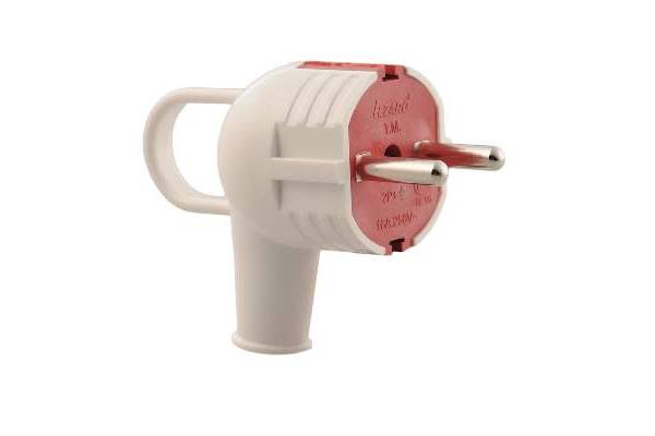 Вилка электрич. с ручкой с заземл. бел/красн. LEZARD 715-0201-602