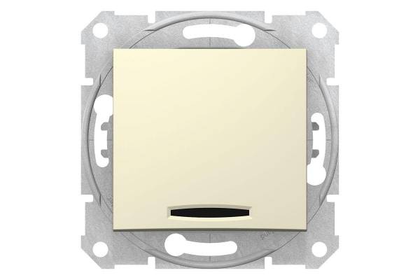 Механизм выключателя 1-кл. СП Sedna 10А IP20 с син. индик. беж. SchE SDN1400147