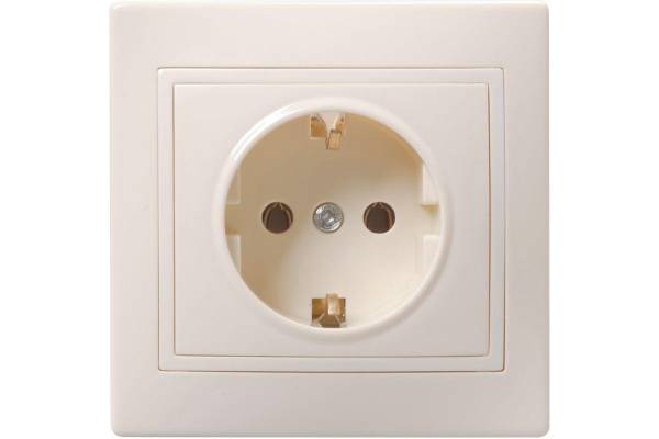 Розетка 1-м СП Кварта РС10-3-ККм 16А IP20 с заземл. без защ. шторок крем. IEK ERK14-K33-16-DM