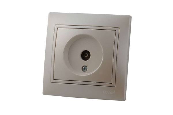 Розетка проходная TV СП Мира 16А IP20 со вставкой жемчуж./бел. перламутр. LEZARD 701-3030-129
