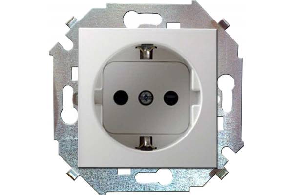 Механизм розетки 1-м СП Simon15 16А IP20 250В с заземл. Schuko защ. шторки винт. клеммы бел. Simon 1591443-030