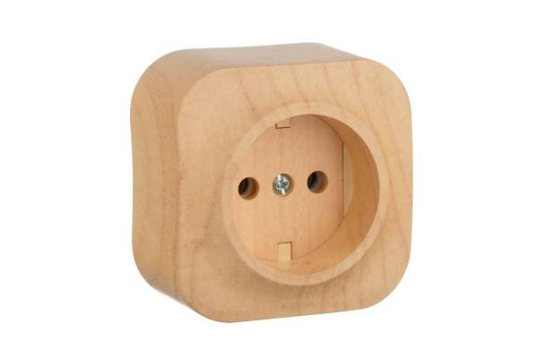 Розетка 1-м ОП Quteo 16А IP20 2P без заземл. без защ. шторок дерево Leg 782270