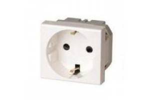 Розетка 1-м СП 2мод. Viva 16А IP20 2Р+Е с заземл. защ. шторки бел. DKC 45005