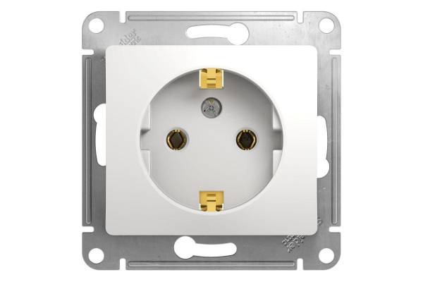 Механизм розетки 1-м СП Glossa 16А IP20 с заземл. бел. SchE GSL000143
