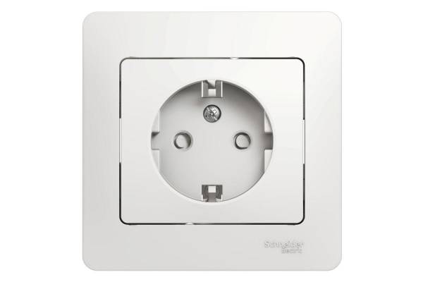 Розетка 1-м СП Glossa 16А IP20 с заземл. защ. шторки в сборе бел. SchE GSL000144