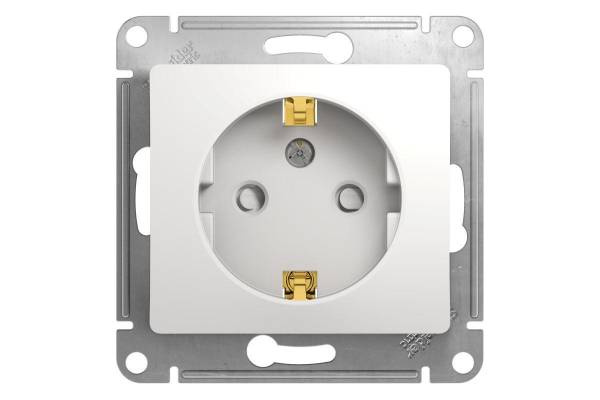 Механизм розетки 1-м СП Glossa 16А IP20 с заземл. защ. шторки бел. SchE GSL000145