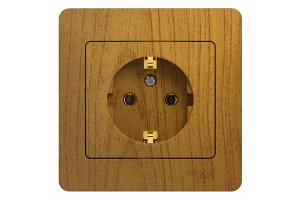Розетка 1-м СП Glossa 16А IP20 с заземл. в сборе дерево дуб SchE GSL000542