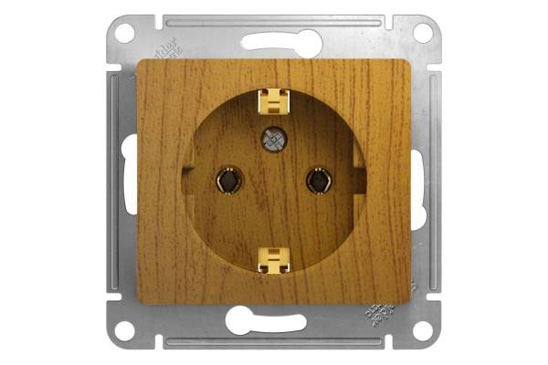 Механизм розетки 1-м СП Glossa 16А IP20 с заземл. дерево дуб SchE GSL000543