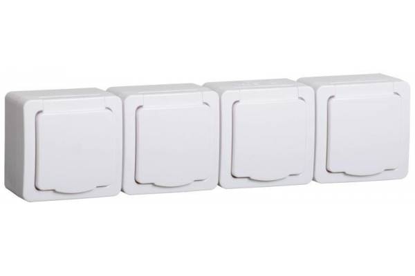 Розетка 4-м ОП Гермес Plus РСб24-3-ГПБб 16А IP54 с заземл. с крышкой бел. IEK ERMP42-K01-16-54-EC